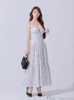 DEA.by ROBE de FLEURS 花柄バストジップフレアロングドレス