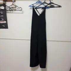 ブラック Vネック ロングサロペット