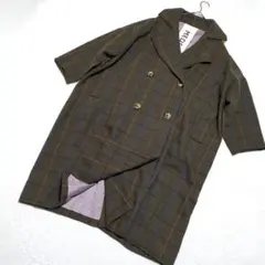 MEDE19F/フェリシモ/チェック/ミリタリーコート/オーバーサイズ/訳あり