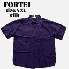 【FORTEI】 シルクシャツ （XXL） 半袖 シャツ パープル ヴィンテージ