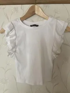 zara  クロップド　トップス　白　フリル