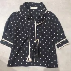 Snidel ポルカドット ブラウス ブラック 五分丈袖