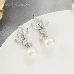 ジルコニア パール ピアス ウェディング　ブライダルアクセサリー フォーマル
