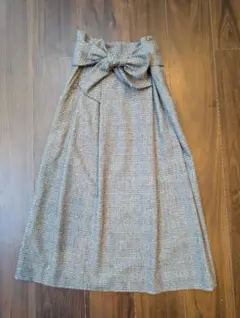 美品【ユナイテッドアローズ】グレンチェック ロングスカート Mグレー Aライン