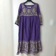 アナザーエディション エスニック柄ロング丈ワンピースインド綿