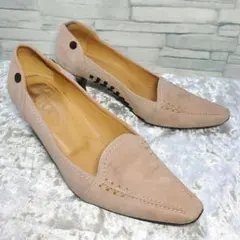 TOD'S トッズ 22cm パンプス スエード ピンクベージュ 35 Tロゴのサムネイル