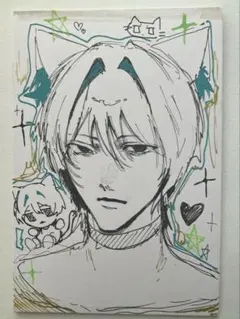 イラスト オリジナル 手描き アナログイラスト ハガキサイズ 5