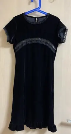 黒 ベロア ワンピース