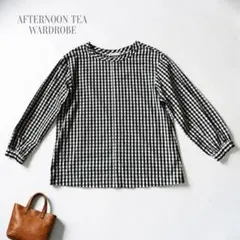 AFTERNOON TEA WARDROBE 綿100ブラウス 黒白 M 長袖のサムネイル