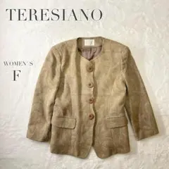 ノーカラージャケット 花柄ボタン 昭和レトロ 日本製 ヴィンテージ 婦人服 古着