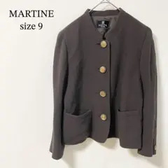 ノーカラー ジャケット ブラウン 金ボタン ヴィンテージ レトロ 90s ウール