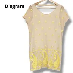 Diagram チュニック ベージュ イエロー ペイズリー刺繍のサムネイル