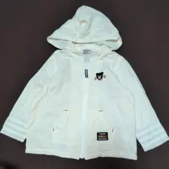 90★ミキハウスダブルB★くろくまアップリケ付き！シャツパーカー★