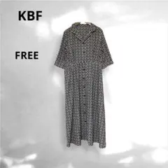 KBF オープンカラー レトロ ワンピース 花柄　羽織り　FREE