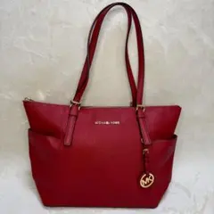 美品☆ マイケルコース　トートバッグ　A4収納　肩掛け　PVC レッド