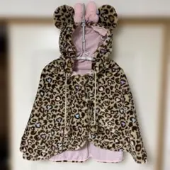 ヒョウ柄ミッキー耳フリースケープ