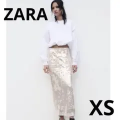 【新品タグ付き】ZARA コントラスト リブトップス ホワイトXS パフスリーブ