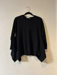 【美品】黒いダイヤモンドパターン長袖ニット　M チュニック