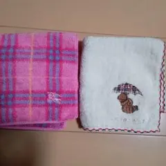 バーバリータオルハンカチセット、ピンク他