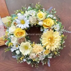 ガーベラ×ローズのナチュラルリース＊フラワーリース＊春リース