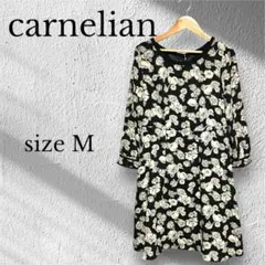 CARNELIAN　カーネリアン　ミディ丈ワンピース【M】黒✕フラワープリントのサムネイル