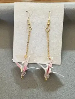 和風 折り鶴 ピアス 春入学式にぴったり
