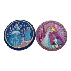 ディズニー刺繍缶バッチ　アナ雪　シンデレラ