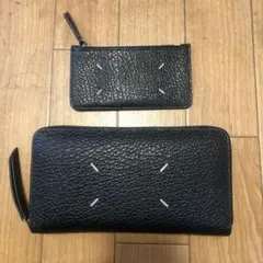 ブラックレザー 長財布と小物入れ セット