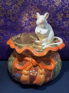 有田焼 俊兼陶窯 光吉作 白磁香炉 唐子飾り 赤絵桐紋 三足 香道具 美品