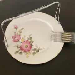 ニットーロイヤル　ワイヤー　フォーク5P 付き　大皿　プレート　日本陶器　レトロ