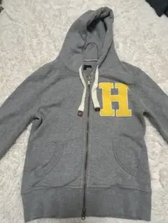 TOMMY HILFIGER グレー パーカー ダブルジップ S