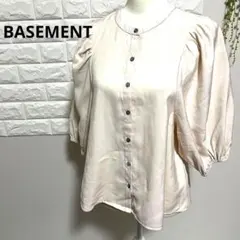 ベースメントオンライン ブラウス ノーカラー ボリューム袖 7分袖 ベージュ