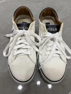 Polo ホワイトキャンバススニーカー