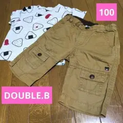 100サイズ　2点セット　①ダブルビー　ハーフパンツ　半ズボン　②Tシャツ