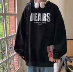 トレーナーXL 黒 裏起毛 ビッグロゴ ゆるだぼ オーバーサイズ スウェット