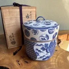 古伊万里 染付 二段重 白粉重 幕末 吉兆文様 磁器 古伊万里 染付 二段重 白粉重 幕末 吉兆文様 磁器 - メルカリ