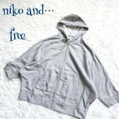 ニコアンド】5分袖 フーディ ドルマンスリーブ ジップアップ パーカー free