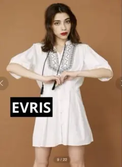 未使用美品 EVRIS Embroideryワンピース 刺繍 ホワイト ミニ丈のサムネイル