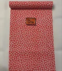 【反物】2丈物 手染 ウール　モスリン 朱色 花柄 毛　生地 リメイク用