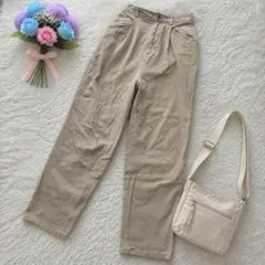 ニコアンド ꕤ ストレートタックパンツ 綿混 サイズ3 ベージュ シンプル