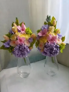 プリザーブドフラワーステムタイプ 仏花 一対 花器なし No.3