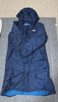 adidas フード付きベンチコート ネイビー