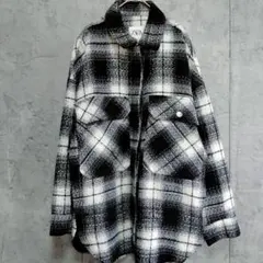 ZARA チェックシャツ ジャケット　ブラック ホワイト　ツイード風　 M