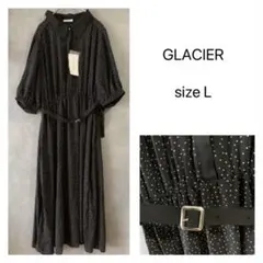 【新品未使用】GLACIER 襟付き黒ドットワンピース 夏 薄手