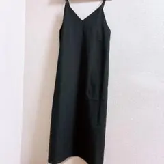 GU Vネック キャミソールワンピース S ブラック 黒