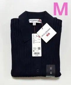 《新品タグ付》UNIQLO イネス リブポロカーディガン 紺 M ②