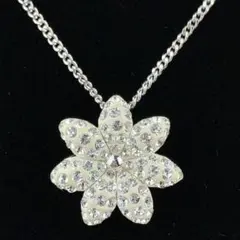 579遺品整理品 ネックレス ダイヤ系 ジルコニア？ ガラス？ 花 