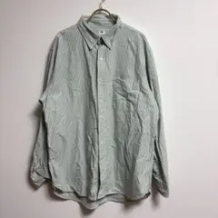 ✨良品✨ UNIQLO【ＸＬ】シャツ ストライプ ボタンダウン 大きめ 緑 白
