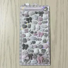 【正規品】　ふわふわドロップシール　しろくろ　ふわふわ　うざぎ　リボン