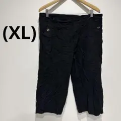 黒 ワイドパンツ ボタン付きポケット[XS]